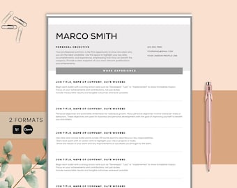 Plantilla de CV profesional compatible con ATS (Word y Canva), CV editable, carta de presentación y referencias incluidas, plantilla de CV ATS moderna.