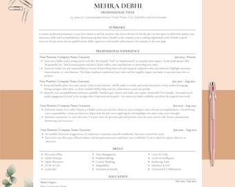 Professional ATS CV Template 2026, Single-Column Cv Cover Letter Modern ATS Friendly  Curriculum Vitae, Simple Resume, Basic Resume