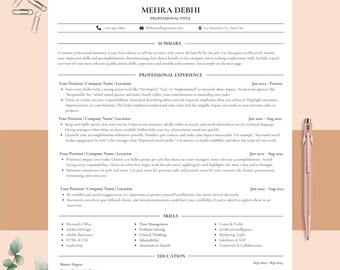 Plantillas de currículum ATS, CV profesional 2026, carta de presentación ATS limpia incluida, 1, 2 páginas, plantilla de currículum moderna y editable compatible con ATS
