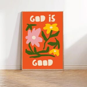 Christelijke kunst aan de muur: God is goed schriftposter (digitale download)