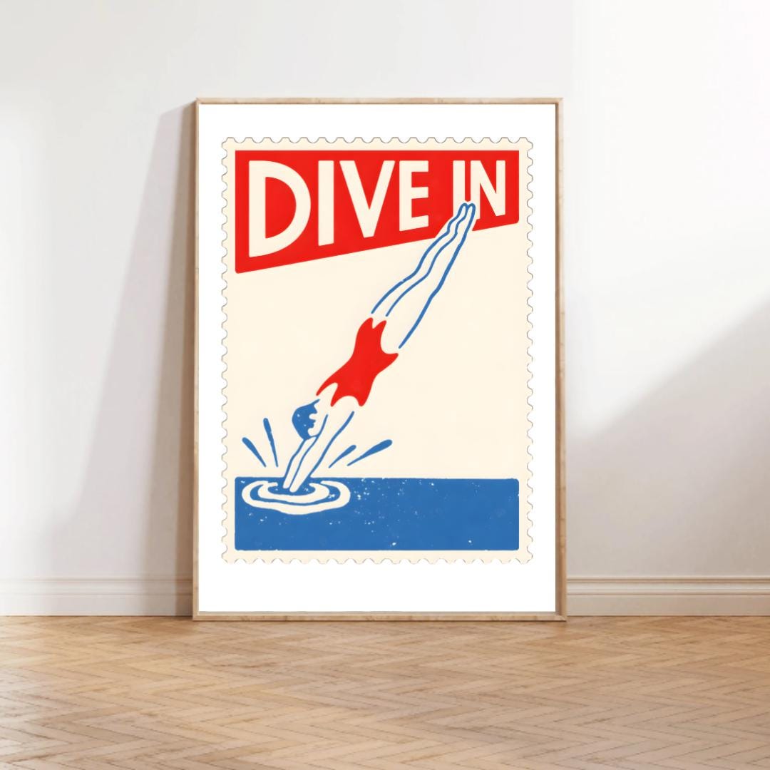 Dive in Typography Art Print, Beachy Coastal Poster (digital Download ...