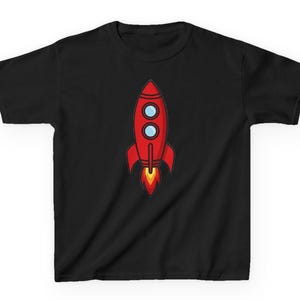 Red Rocket Ship Kids T-Shirt | Little Astronaut First Birthday Shirt | Two The Moon Party Toddler Tee | Fast & Free Shipping USA