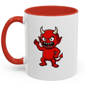 Red Devil Cartoon Mug | 11oz Accent Coffee Cup, Fast & Free Shipping USA