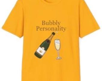 Bubbly Personality T-Shirt — Cute Champagne Graphic Tee, Brunch Aesthetic Shirt, Fun Mimosa Lover Gift, Fast & Free Shipping USA