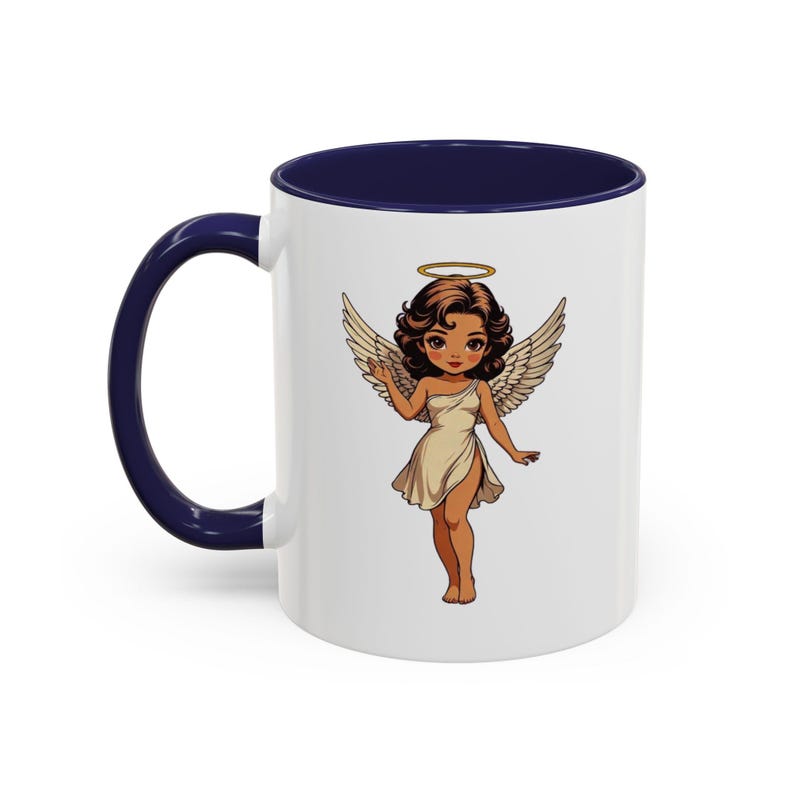 Cute Retro Angel Illustration Mug | Accent Color 11oz Fast & Free Shipping USA image 8
