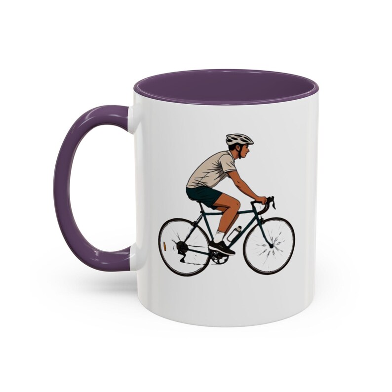 Road Cyclist Illustration Mug | 11oz Accent Coffee Cup Fast & Free Shipping USA image 8