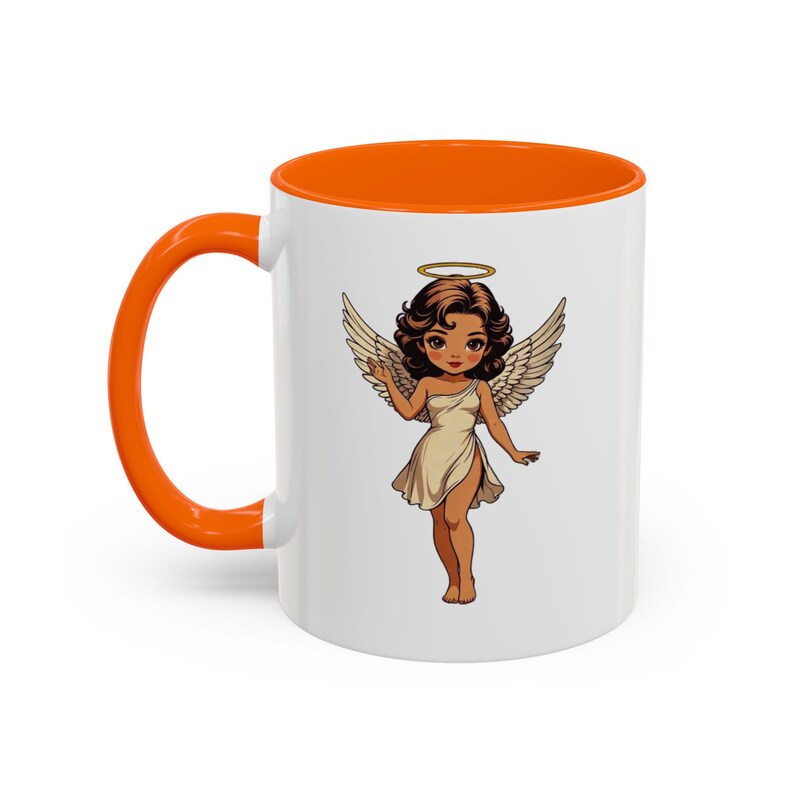 Cute Retro Angel Illustration Mug | Accent Color 11oz Fast & Free Shipping USA image 5