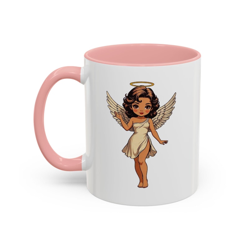 Cute Retro Angel Illustration Mug | Accent Color 11oz Fast & Free Shipping USA image 1