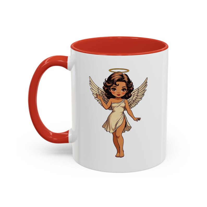 Cute Retro Angel Illustration Mug | Accent Color 11oz Fast & Free Shipping USA image 6