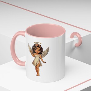 Cute Retro Angel Illustration Mug | Accent Color 11oz Fast & Free Shipping USA image 3