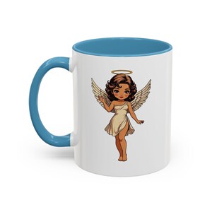 Cute Retro Angel Illustration Mug | Accent Color 11oz Fast & Free Shipping USA image 9