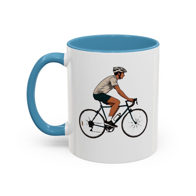 Road Cyclist Illustration Mug | 11oz Accent Coffee Cup Fast & Free Shipping USA image 6