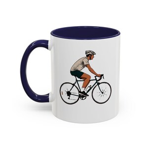 Road Cyclist Illustration Mug | 11oz Accent Coffee Cup Fast & Free Shipping USA image 4