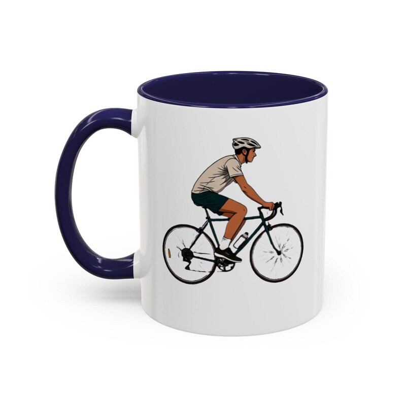Road Cyclist Illustration Mug | 11oz Accent Coffee Cup Fast & Free Shipping USA image 4