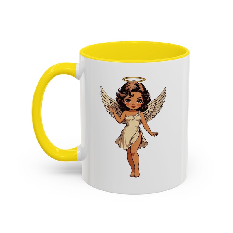 Cute Retro Angel Illustration Mug | Accent Color 11oz Fast & Free Shipping USA image 4