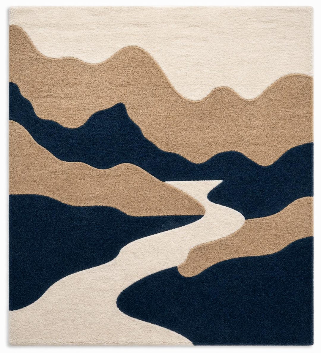 Modern Abstract Rug Blue Beige Cream Wavy Pattern Tufted Area Rug - Etsy