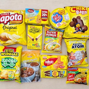 Caja de snacks indonesios amarillos seleccionados, sabores surtidos (caja de regalo)