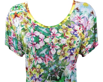 Floral Print Summer Shirt, Orchid Shirt, Floral Plus Size Summer Shirt, Light Summer Shirt, Colorful Floral Shirt, Designer Shirt
