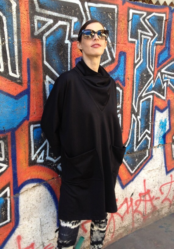 black turtleneck tunic top
