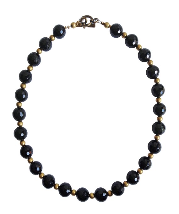 Black Stones Necklace Black Onyx Necklace Black Gemstones Etsy
