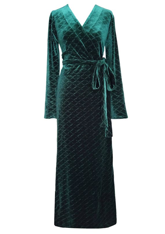 Green Velvet Wrap Dress Online Sales ...