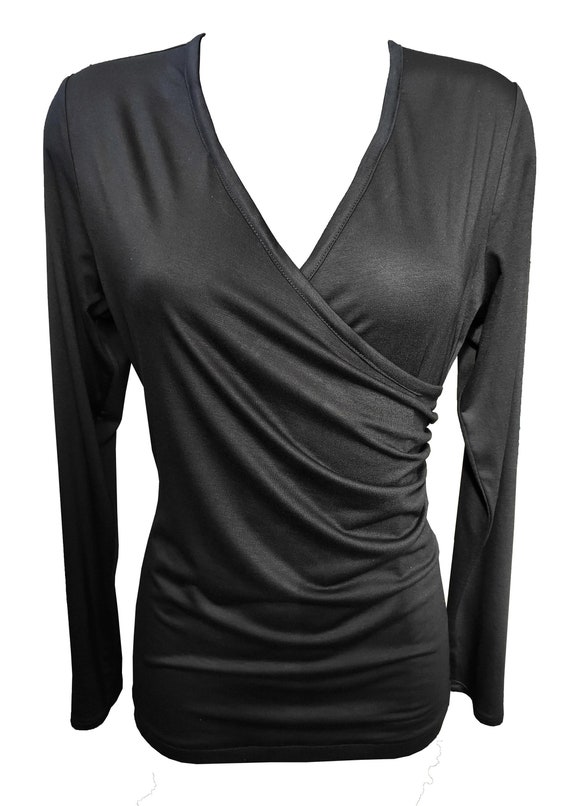Black Wrap Shirt, Plus Size Wrap Shirt, Black Wrap Shirt, Women Shirts, Black  Wrap Jersey Shirt - Etsy Canada