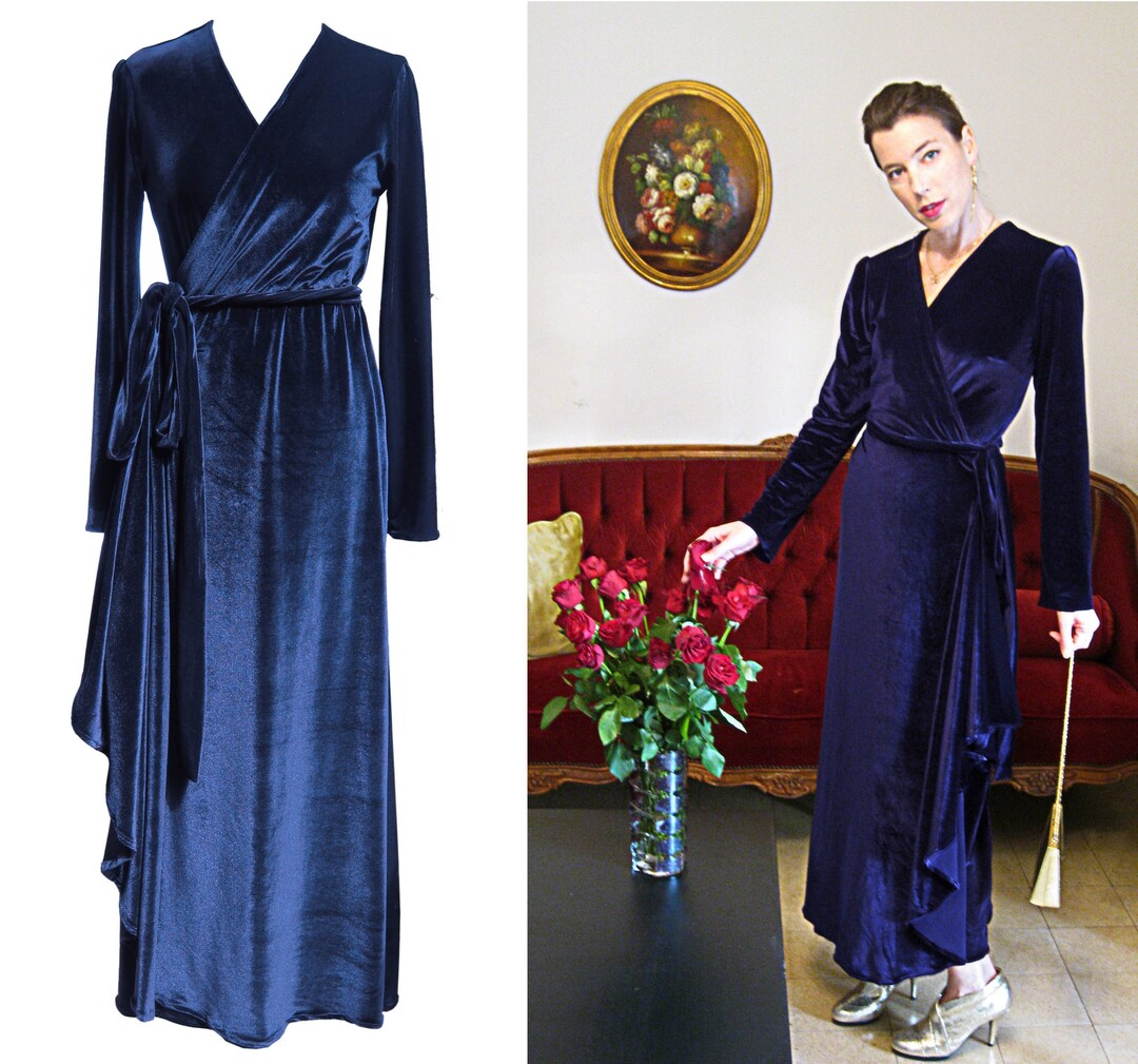 Blue Velvet Wrap Maxi Dress Royal Blue Velvet Maxi Dress Plus Size Velvet Maxi Dress Blue Evening Dress Winter Evening Dress Etsy Canada