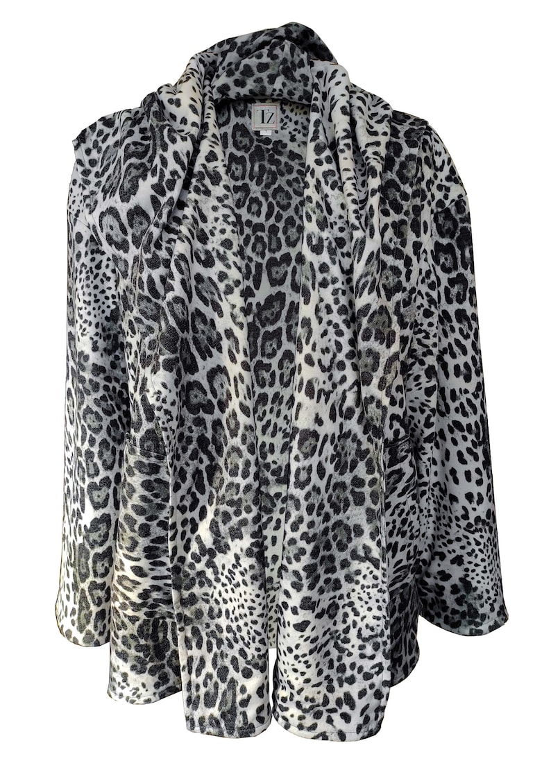 Gray Leopard Oversized Hodded Jacket Plus Size Leopard | Etsy