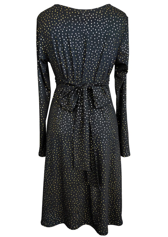 Zwarte en gouden jurk zwarte jurk met gouden stippen zwarte knoopjurk plus size jurk katoenjersey jurk wikkel rond jurk Etsy Nederland