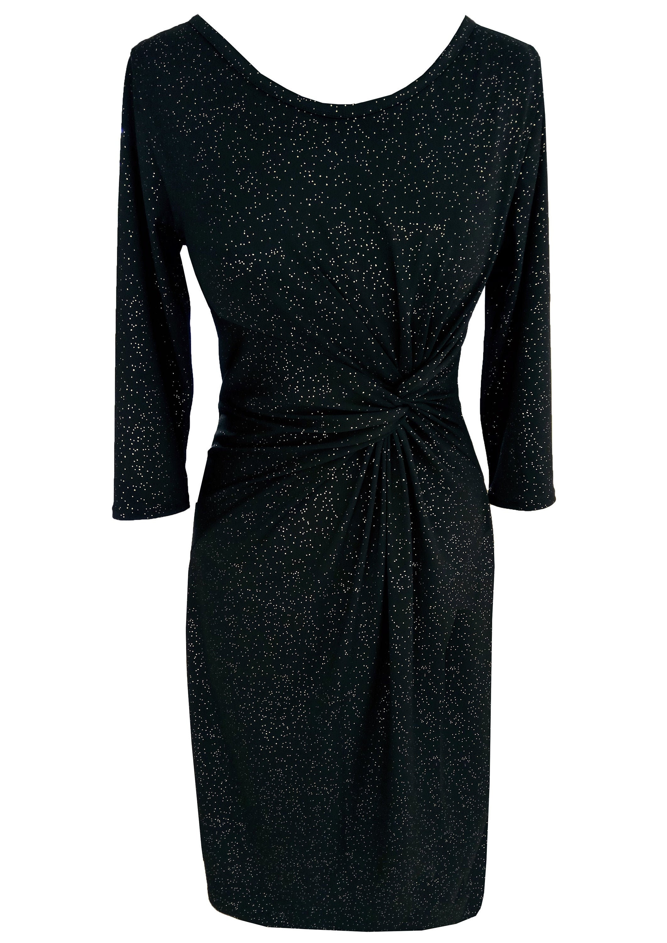 black dress with gold sparkles