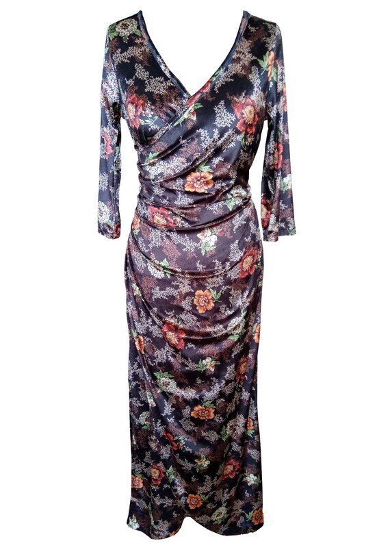velvet floral wrap dress