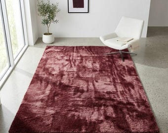 Hand Loom Blush Red Wool Area Rug, Abstract Textured Mat, Modern Neutral Carpet, Luxury Living Room Decor