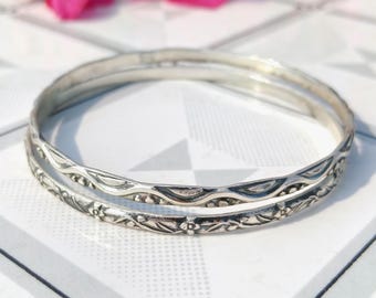 925 sterlingzilveren boho armband set geoxideerde bloemen stapelbare armbanden uniek handgemaakte sieraden cadeau