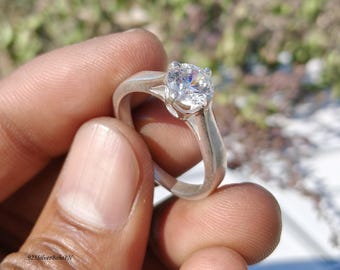 Natürliche Kristall Quarz 925 Sterling Silber Ring handgemachte Solitär Boho Verlobung Edelstein Schmuck Geschenk