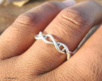 Sterlingzilveren DNA-ring dubbele helix wetenschap sieraden bioloog cadeau voor vrouwen steel professioneel