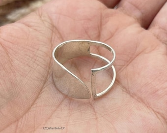 925 sterlingzilveren geometrische sigaarbandring unieke minimalistische boho open verstelbare handgemaakte sieraden