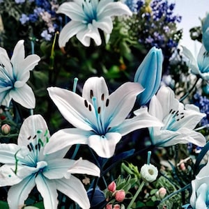 stargazer lily blue lily flower Felt Stargazer Lily Flower – Symbol of Love & Passion, Handmade in Nepal –  Global Goods Partners main image 1