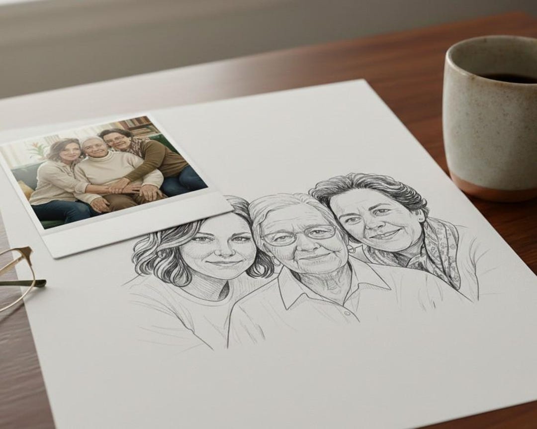 Custom Ink Portrait | Hand-drawn Cross-hatching, Minimalist Art - Etsy