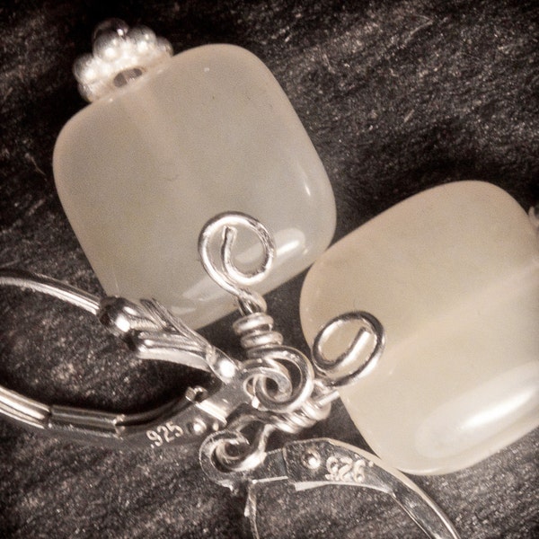 SALE Mint Green New Jade Sterling Silver Earrings