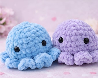 Polpo amigurumi fatto a mano | Peluche morbido all'uncinetto | Peluche accogliente in ciniglia | Regalo perfetto per bambini e collezionisti