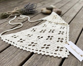 Bandana lavorata all'uncinetto a mano | Foulard boho all'uncinetto | Foulard estivo | Fascia per capelli cottagecore | Foulard all'uncinetto fatto a mano