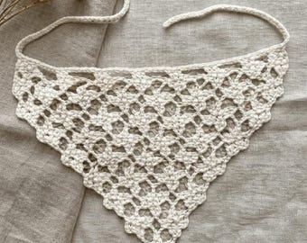Bandana con fiori all'uncinetto | Sciarpa e fascia per capelli boho fatta a mano | Bandana in pizzo floreale | Sciarpa per capelli per festival estivi | Accessorio cottagecore