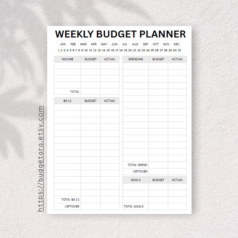 Weekly Budget Planner Printable | Goal Focused, Minimalist Design (8 ...
