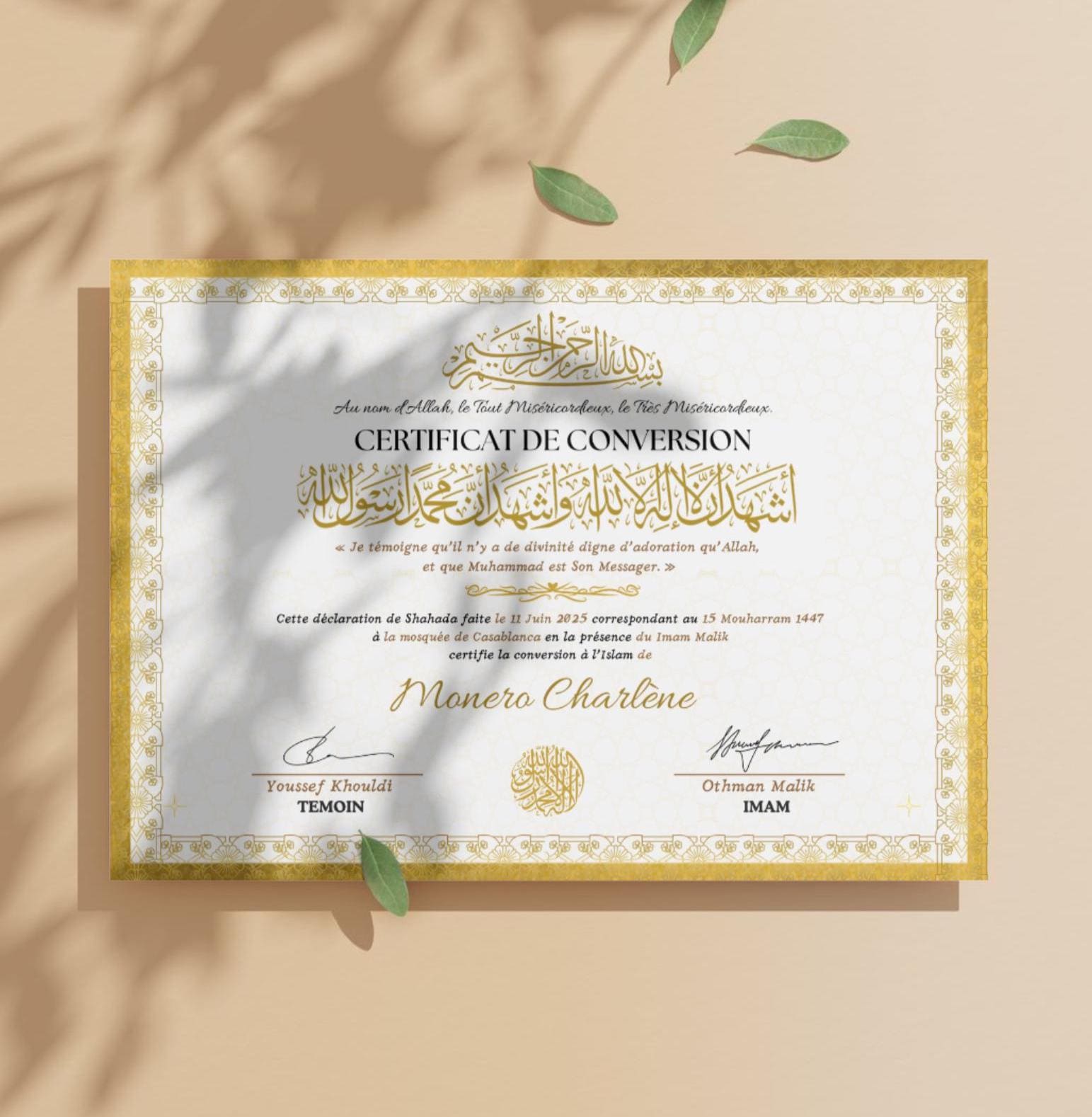 Islamic Conversion Certificate.pdf Personalized Shahada Certificate PDF • Islamic Conversion Certificate ...