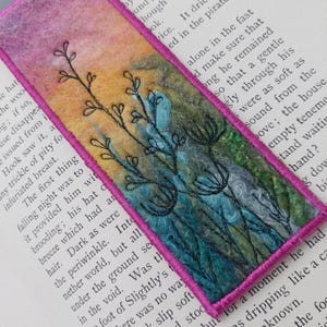 Felted Bookmark - Embroidered Floral Design, Handmade Reader Gift