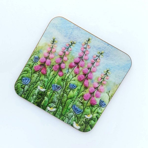 Foxgloves Picture Felt Art Print Coaster