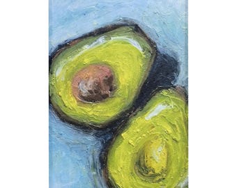Area Rug, Avocados On Blue Oil Pastel