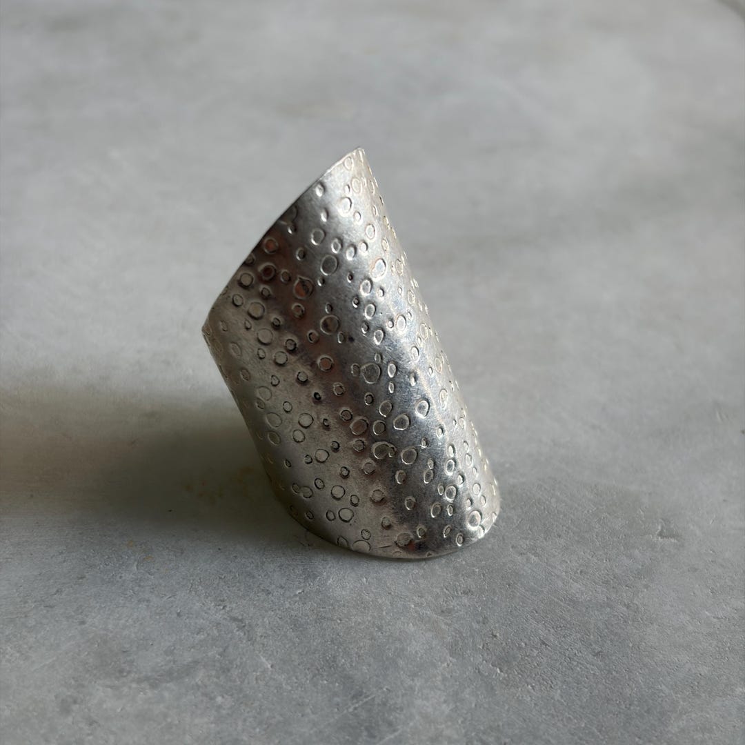 Hammered Sterling Silver Wide Band Ring, Adjustable Boho Thumb Ring - Etsy