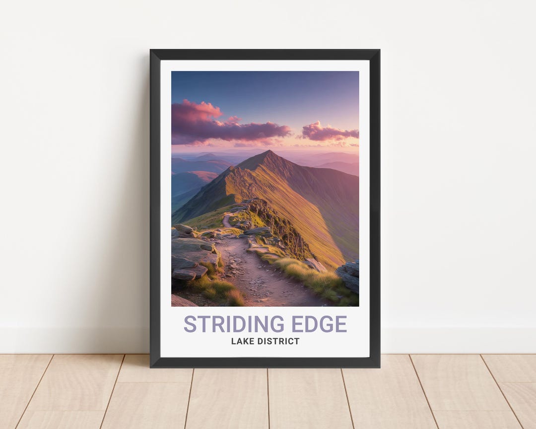 Striding Edge, Helvellyn, Lake District Travel Print, Modern Vintage ...