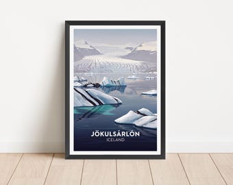 Iceland Travel Print, Jokulsarlon Travel Poster Wall Art
